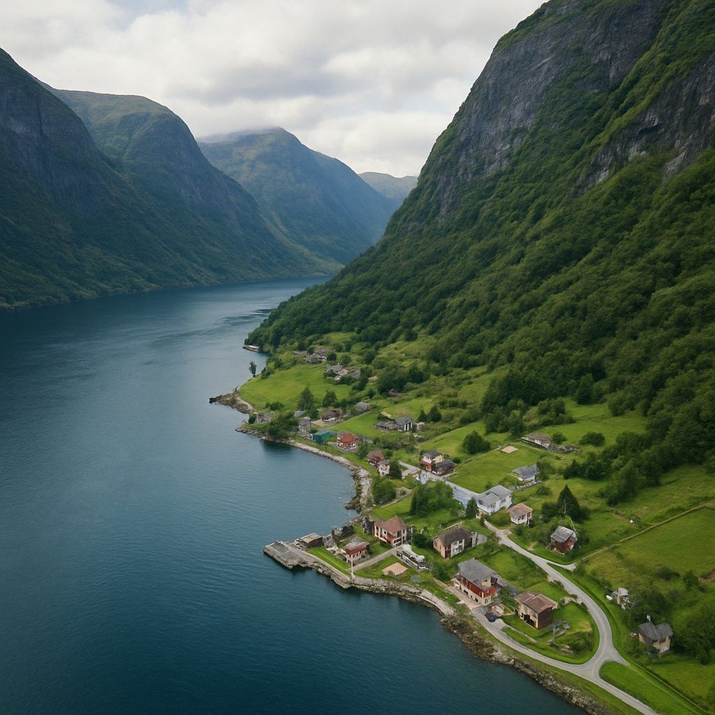 Gudvangen, Norway Cruise Port - overhead view of the Gudvangen itinerary stop located in the Europe - Northern Europe cruising region
