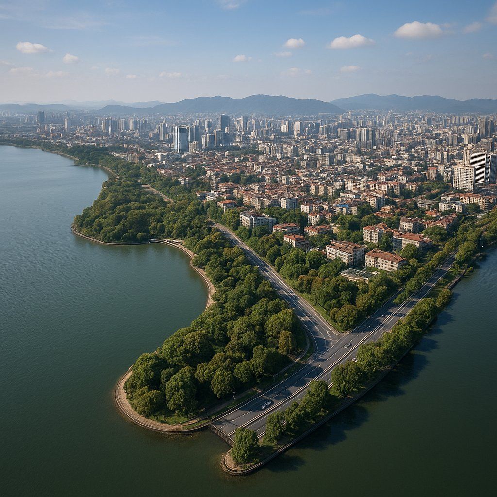 Hangzhou, China Cruise Port - overhead view of the Hangzhou itinerary stop located in the Other (Asia/Africa/Middle East) cruising region