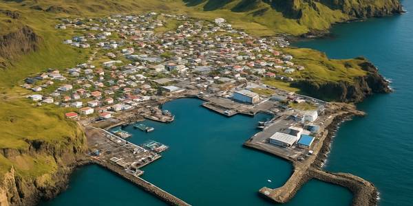 Heimaey, Westman Islands, Iceland Cruise Port - overhead view of the Heimaey itinerary stop located in the Polar Regions cruising region
