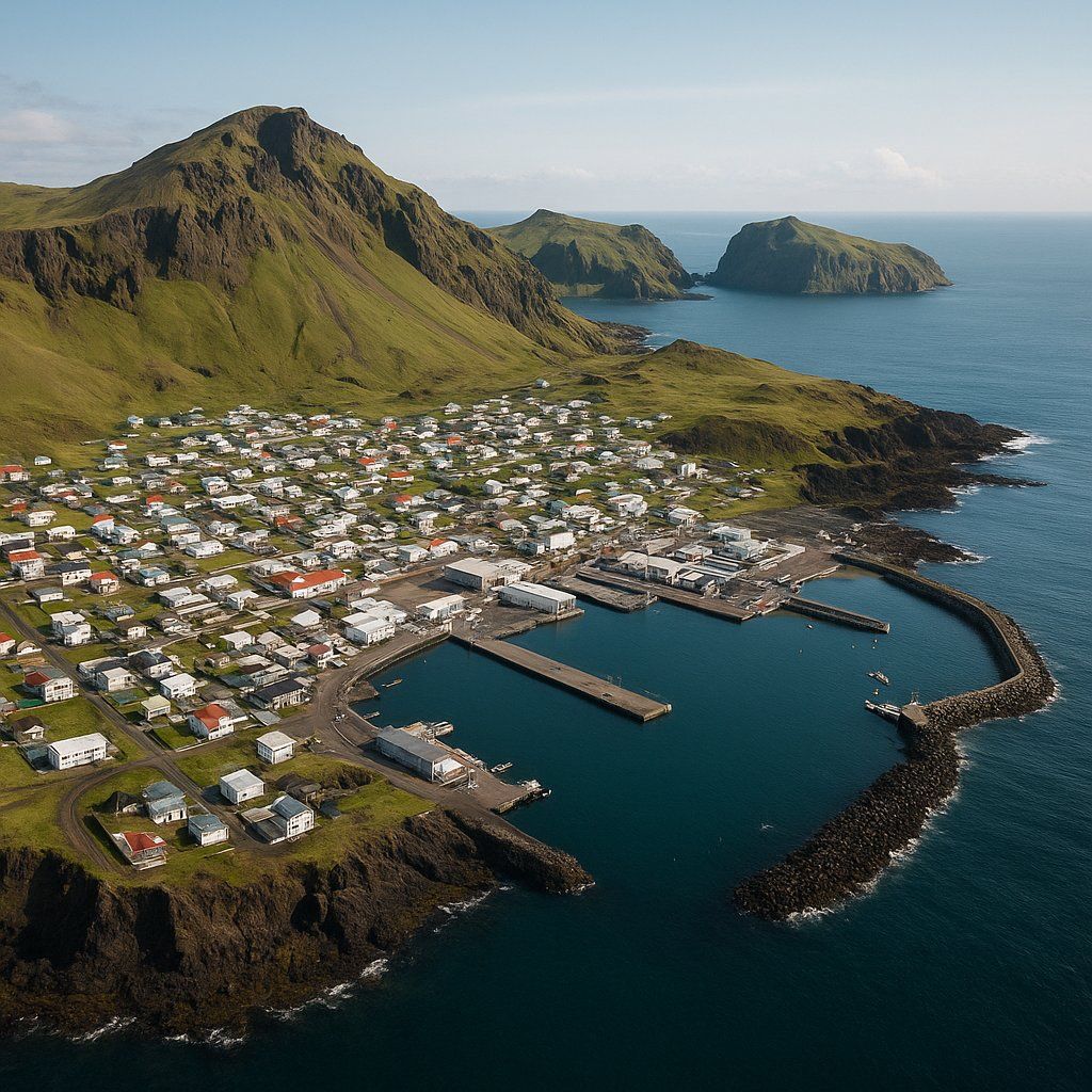Heimaey Cruise Port - overhead view of the Heimaey itinerary stop located in the Polar Regions cruising region