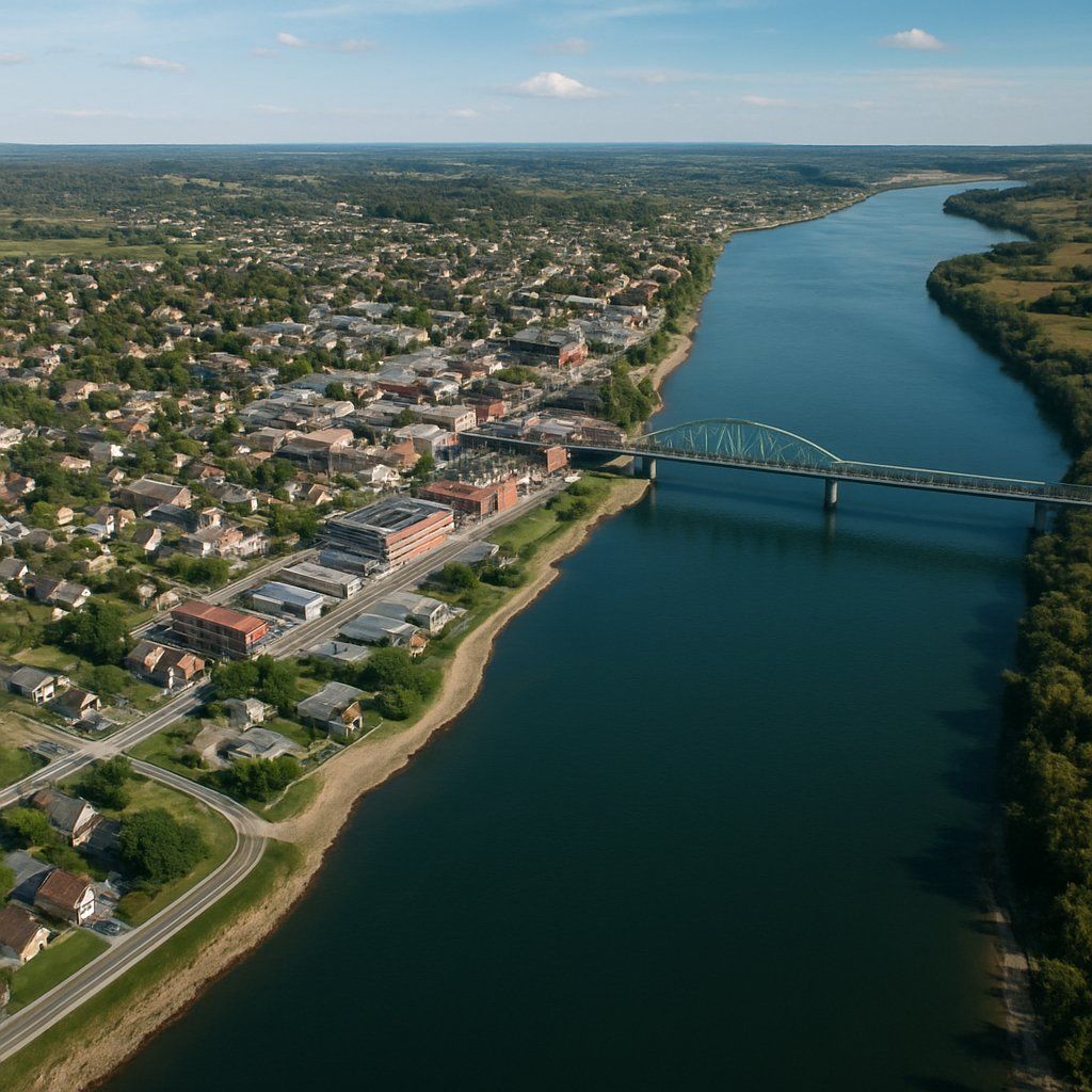 Henderson, Kentucky Cruise Port - overhead view of the Henderson itinerary stop located in the River Cruises - United States cruising region