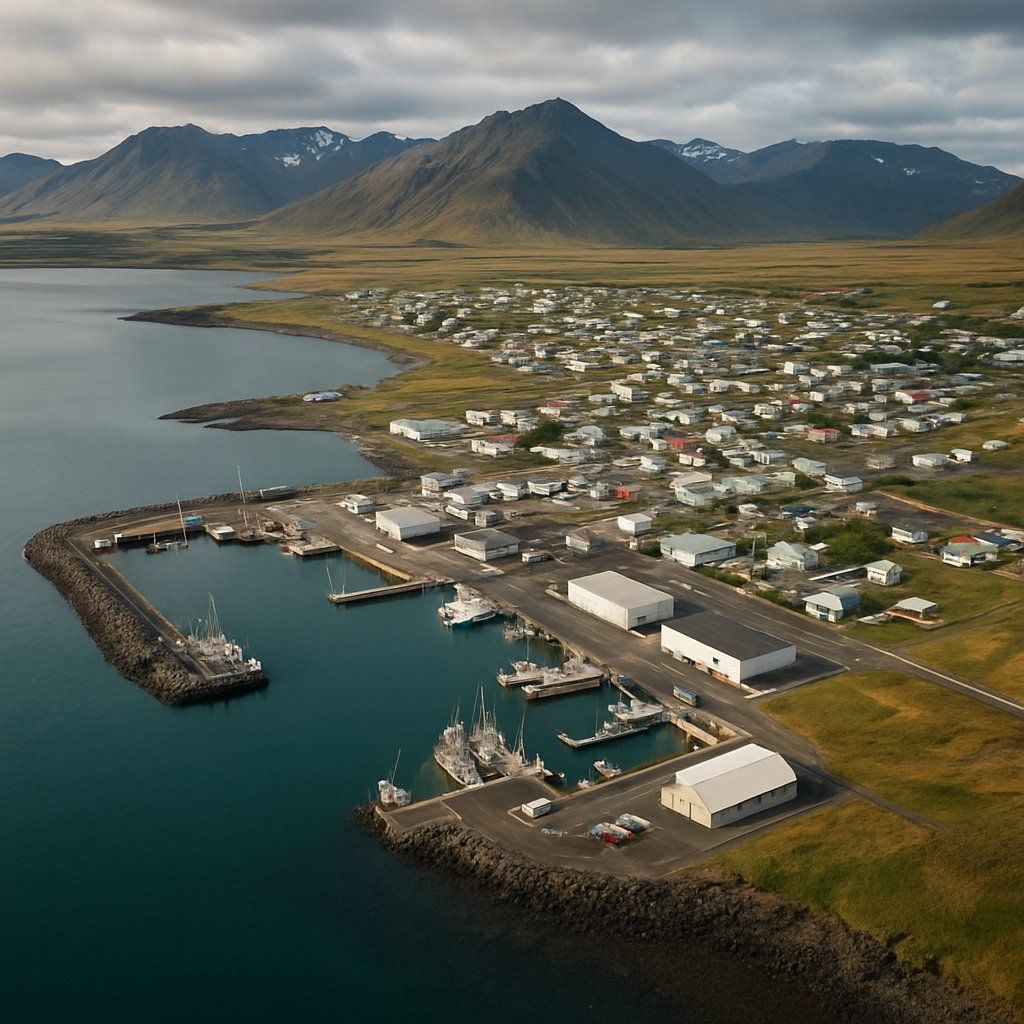 Hofn, Iceland Cruise Port - overhead view of the Hofn itinerary stop located in the Polar Regions cruising region