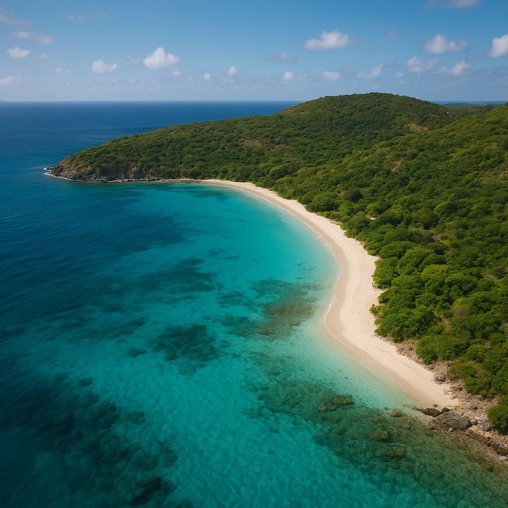 Honeymoon Beach, Water Island, U.s.v.i. Cruise Port - overhead view of the Honeymoon Beach itinerary stop located in the Caribbean - Eastern cruising region