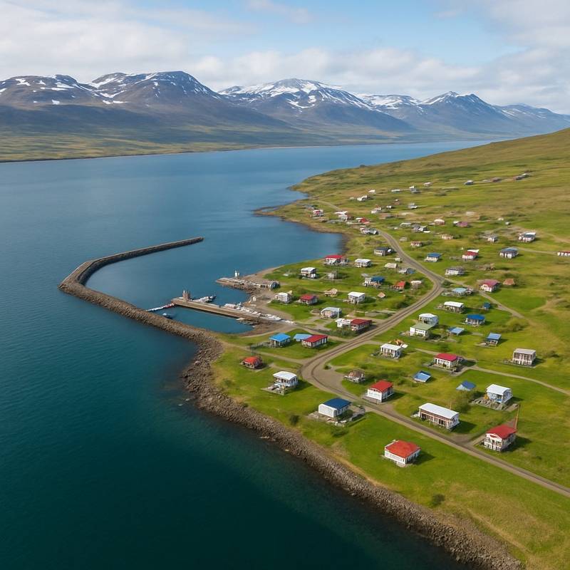 Hrisey, Iceland Cruise Port - overhead view of the Hrisey itinerary stop located in the Europe - Northern Europe cruising region