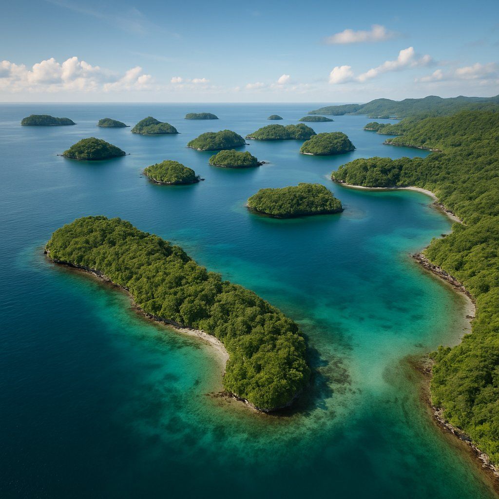 Hundred Islands National Park, Philippines Cruise Port - overhead view of the Hundred Islands itinerary stop located in the Other (Asia/Africa/Middle East) cruising region