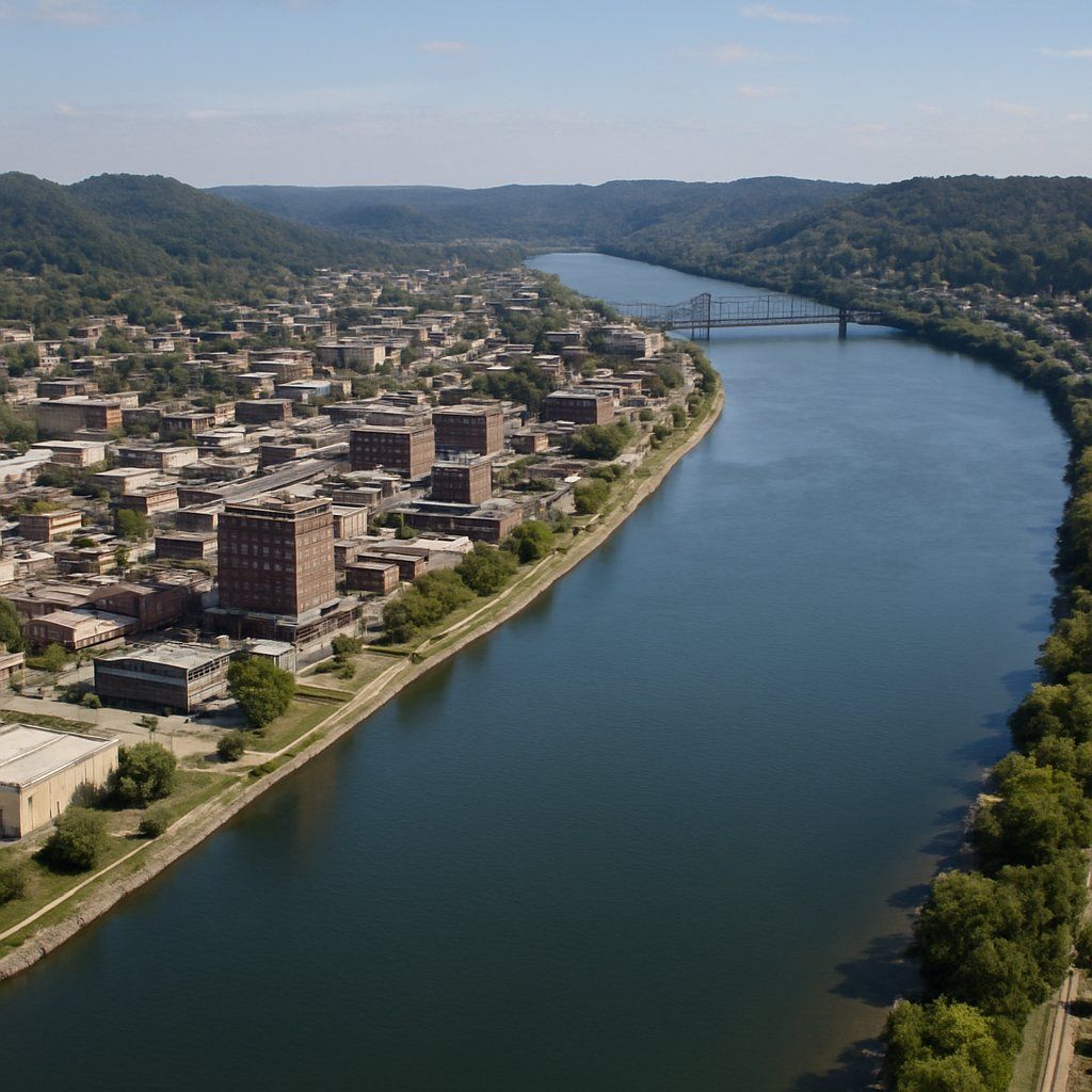 Huntington, West Virginia Cruise Port - overhead view of the Huntington itinerary stop located in the River Cruises - United States cruising region