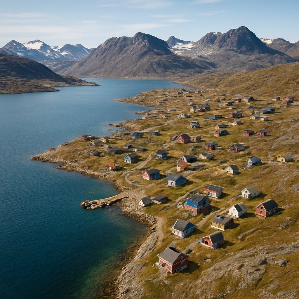 Hvalso, Greenland Cruise Port - overhead view of the Hvalso itinerary stop located in the Polar Regions cruising region