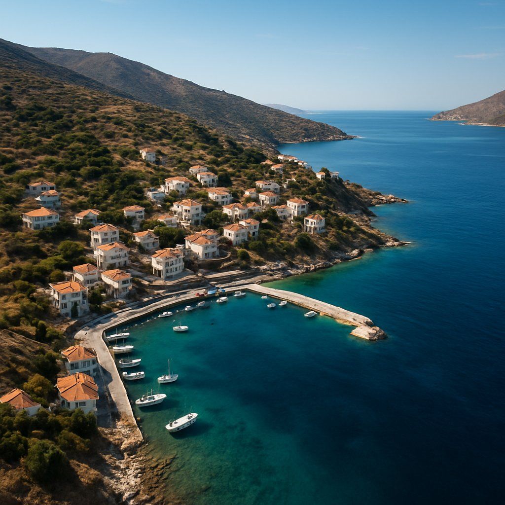 Icaria, Greece Cruise Port - overhead view of the Icaria itinerary stop located in the Europe - Eastern Europe cruising region