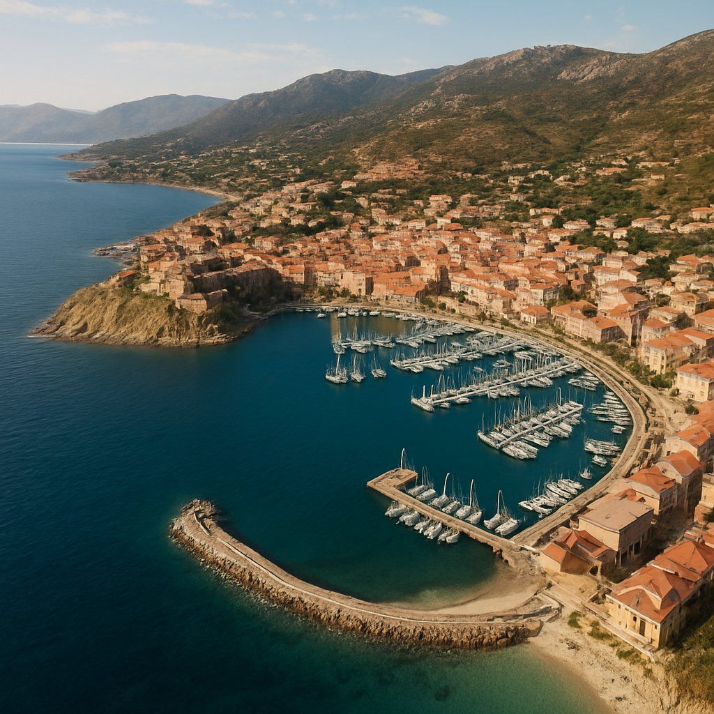 Ile Rousse, Corsica Cruise Port - overhead view of the Ile Rousse itinerary stop located in the Europe - Western Europe cruising region