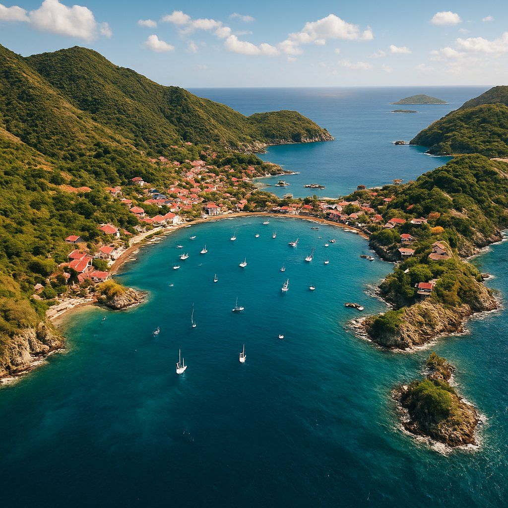 Iles Des Saintes (west Indies) Cruise Port - overhead view of the Iles Des Saintes itinerary stop located in the Europe - Western Europe cruising region