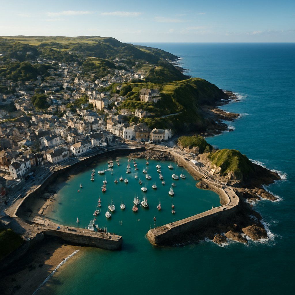 Ilfracombe, Devon, England Cruise Port - overhead view of the Ilfracombe itinerary stop located in the Europe - Western Europe cruising region
