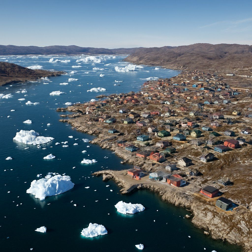 Ilulissat, Greenland Cruise Port - overhead view of the Ilulissat itinerary stop located in the Polar Regions cruising region