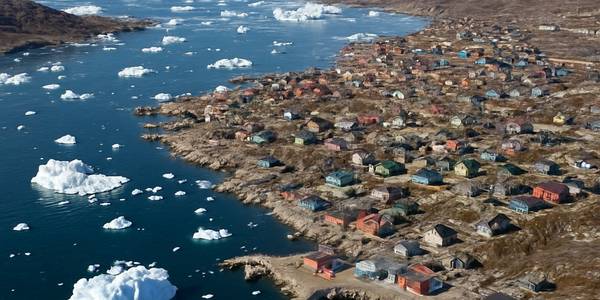 Ilulissat, Greenland Cruise Port - overhead view of the Ilulissat itinerary stop located in the Polar Regions cruising region