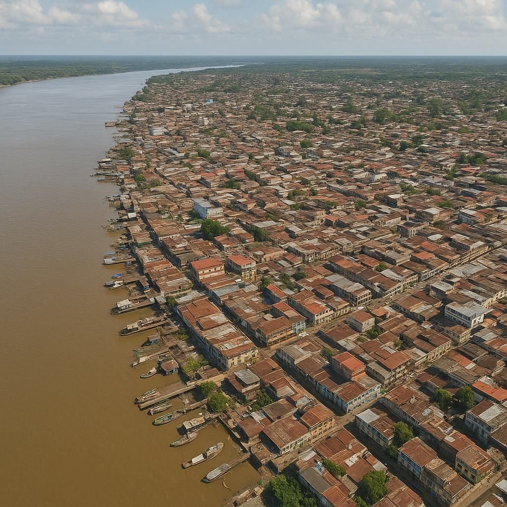 Iquitos, Peru Cruise Port - overhead view of the Iquitos itinerary stop located in the South America cruising region