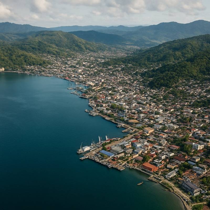 Jayapura, Indonesia Cruise Port - overhead view of the Jayapura itinerary stop located in the South Pacific cruising region