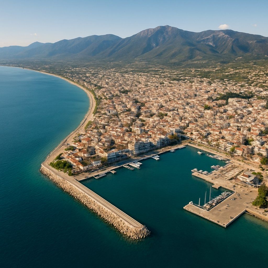 Kalamata, Greece Cruise Port - overhead view of the Kalamata itinerary stop located in the Europe - Eastern Europe cruising region