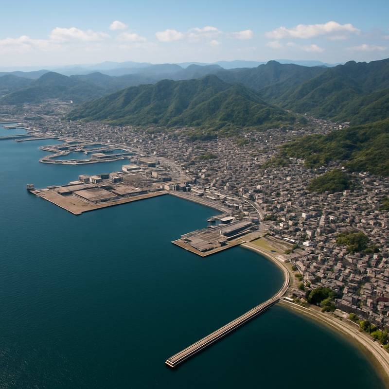 Kitakyushu (moji, Mojiku), Japan Cruise Port - overhead view of the Kitakyushu itinerary stop located in the Other (Asia/Africa/Middle East) cruising region