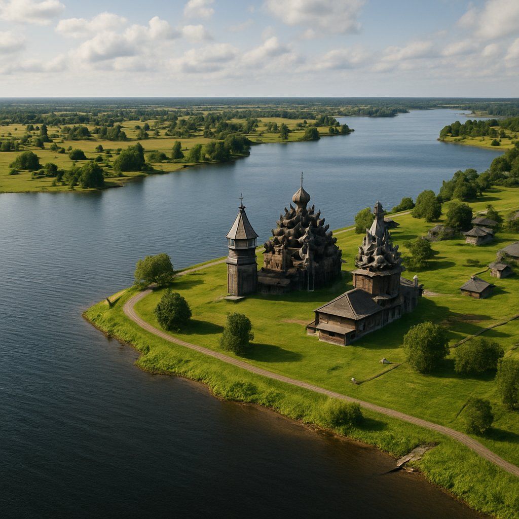 Kizhi Island, Russian Federation Cruise Port - overhead view of the Kizhi Island itinerary stop located in the Europe - Northern Europe cruising region