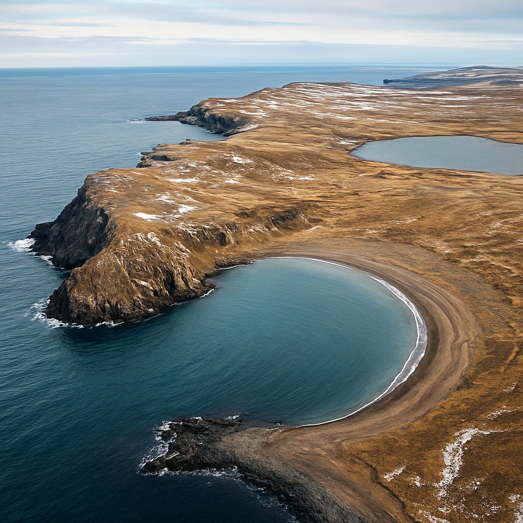 Kolyuchin Island, Russian Federation Cruise Port - overhead view of the Kolyuchin Isl itinerary stop located in the Europe - Northern Europe cruising region