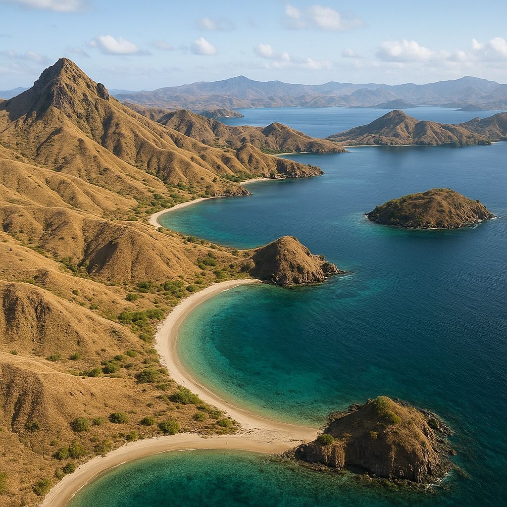 Komodo National Park, Indonesia Cruise Port - overhead view of the Komodo Park itinerary stop located in the South Pacific cruising region