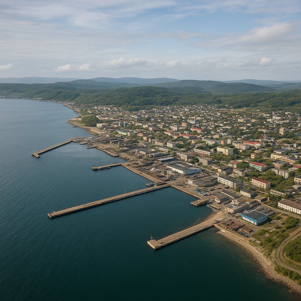 Korsakov, Russia Cruise Port - overhead view of the Korsakov itinerary stop located in the Europe - Northern Europe cruising region
