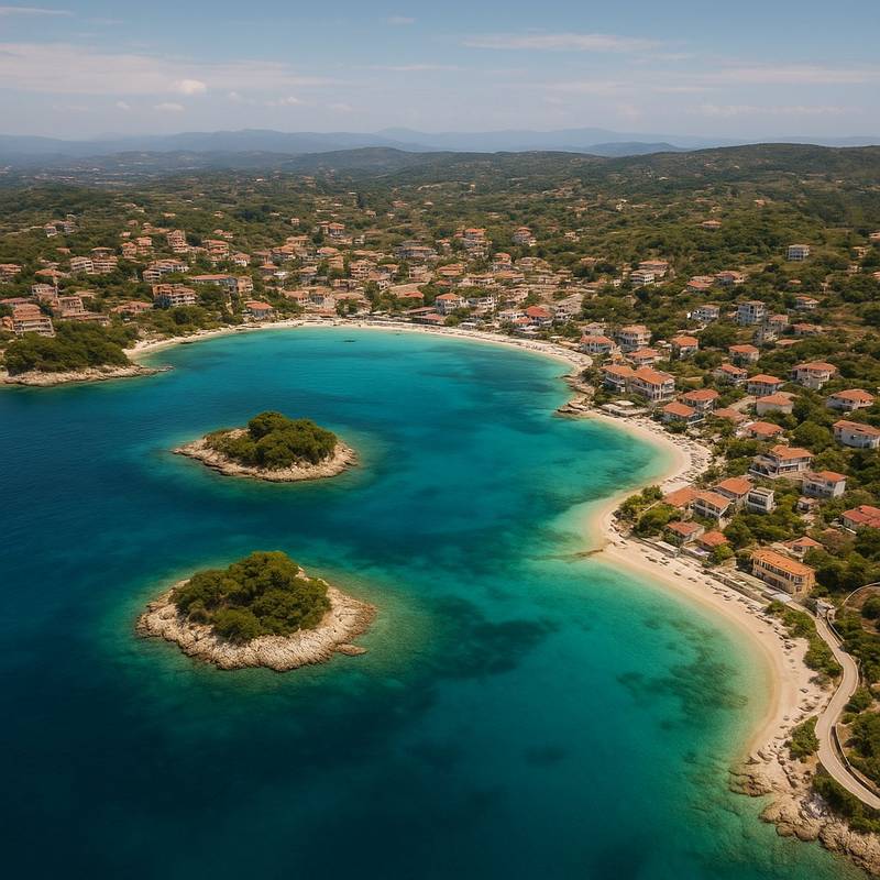 Ksamil, Albania Cruise Port - overhead view of the Ksamil itinerary stop located in the Europe - Eastern Europe cruising region