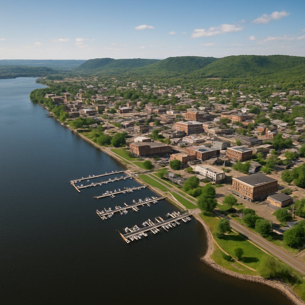 La Crosse, Wisconsin Cruise Port - overhead view of the La Crosse itinerary stop located in the River Cruises - United States cruising region