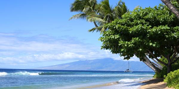 Lahaina, Maui, Hawaii Cruise Port - overhead view of the Lahaina itinerary stop located in the Hawaii cruising region