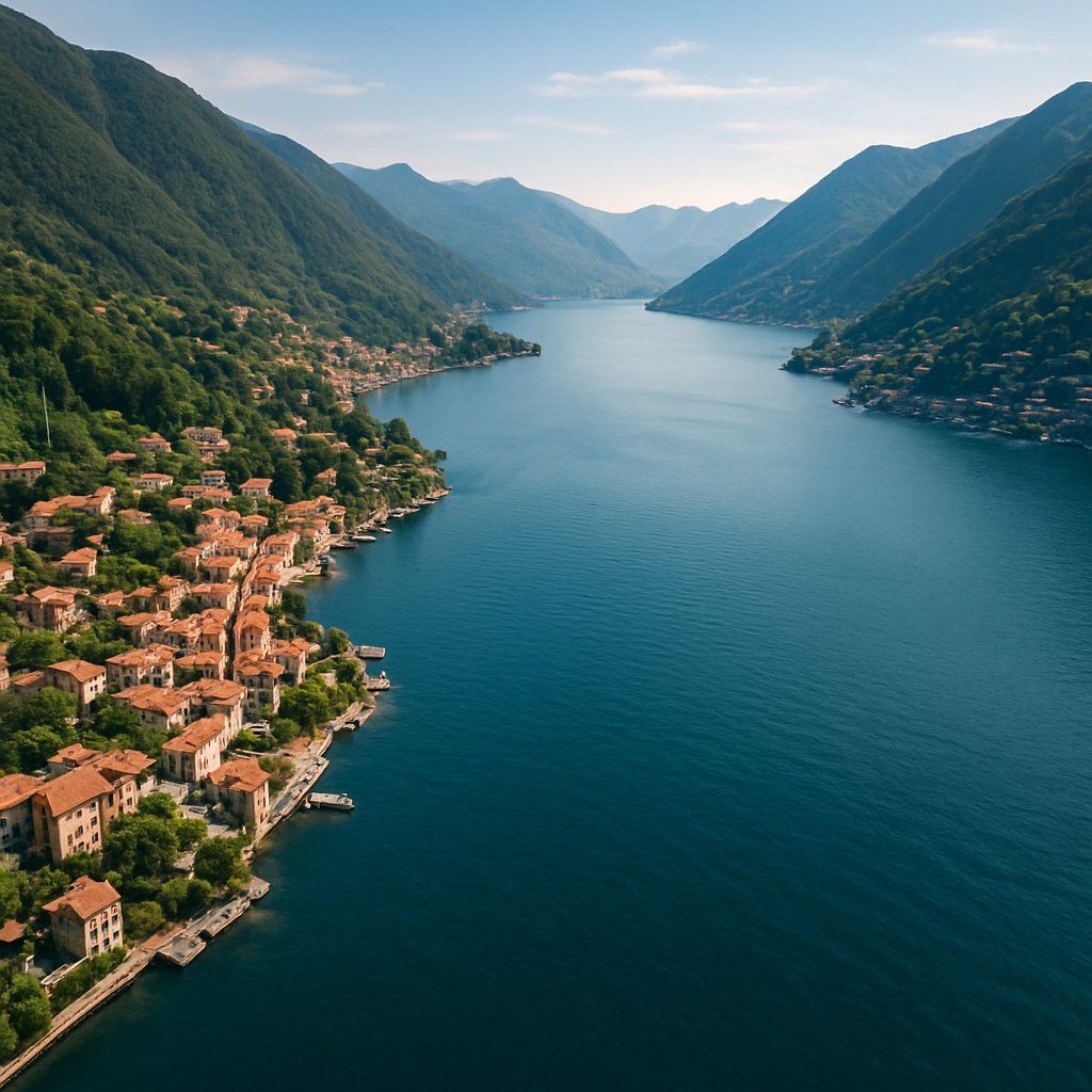 Lake Como, Italy Cruise Port - overhead view of the Lake Como itinerary stop located in the Europe - Mediterranean cruising region