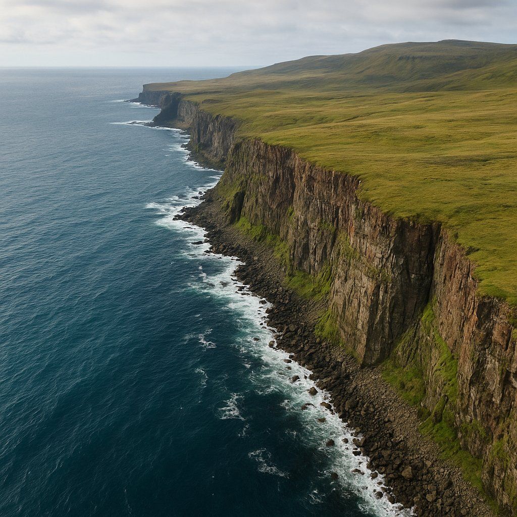 Latrabjarg Cliff, Iceland Cruise Port - overhead view of the Latrabjarg Cliff itinerary stop located in the Polar Regions cruising region