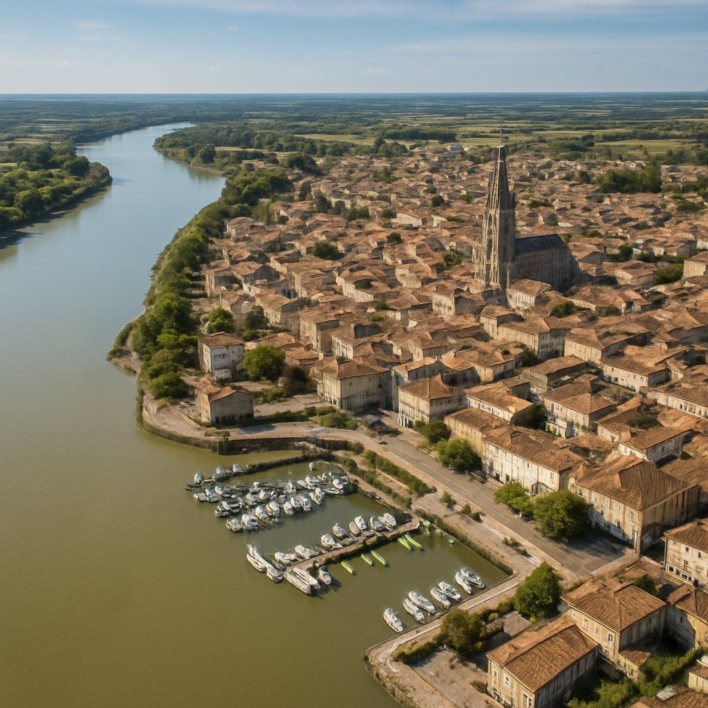 Libourne (saint Emilion), France Cruise Port - overhead view of the Libourne itinerary stop located in the Europe - Western Europe cruising region