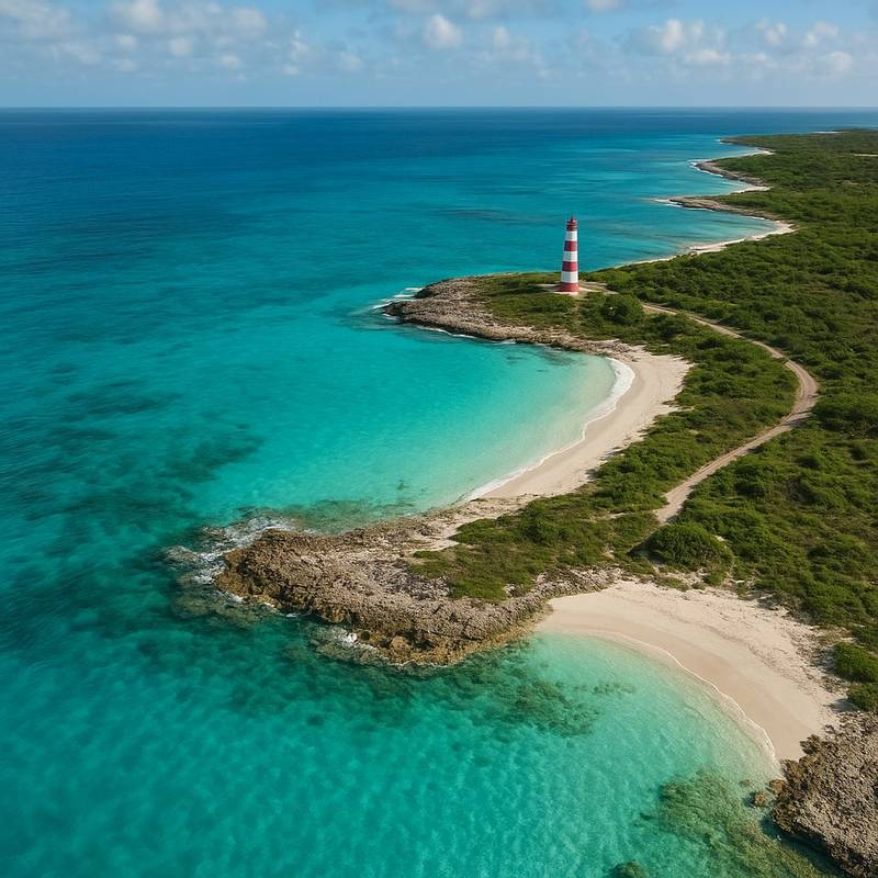 Lighthouse Point Eleuthera Disney Destination Cruise Port - overhead view of the Lighthouse Point itinerary stop located in the Caribbean - Bahamas cruising region