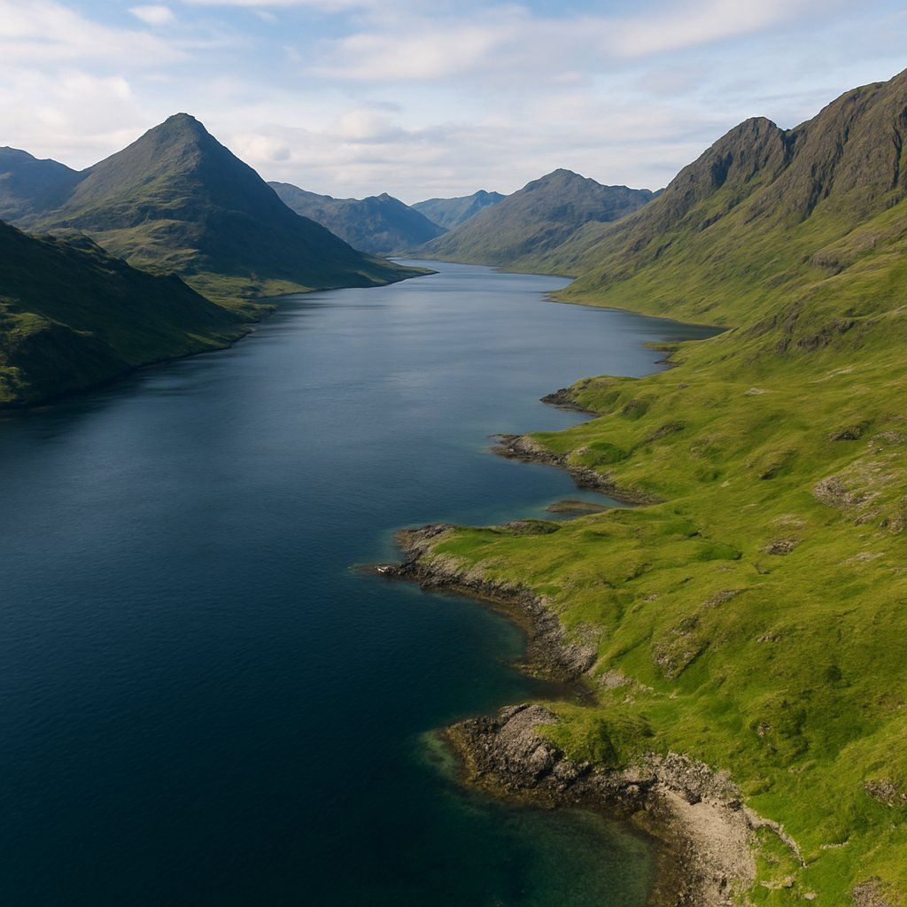Loch Scavaig Scotland Cruise Port - overhead view of the Loch Scavaig itinerary stop located in the Europe - Western Europe cruising region