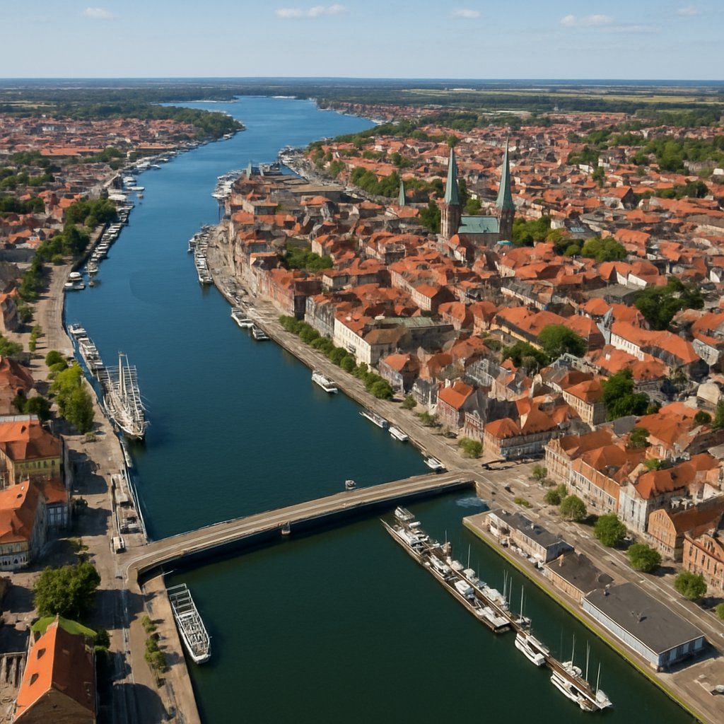 Lubeck, Germany Cruise Port - overhead view of the Lubeck itinerary stop located in the Europe - Western Europe cruising region