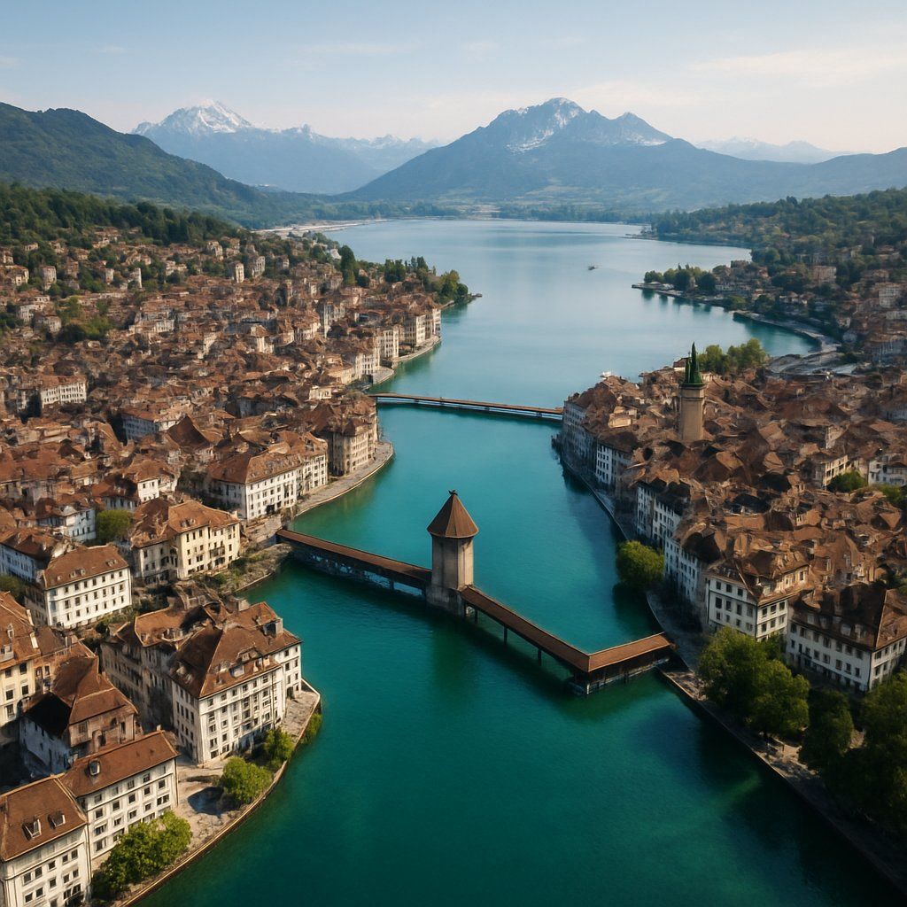 Lucerne, Switzerland Cruise Port - overhead view of the Lucerne itinerary stop located in the Europe - Western Europe cruising region