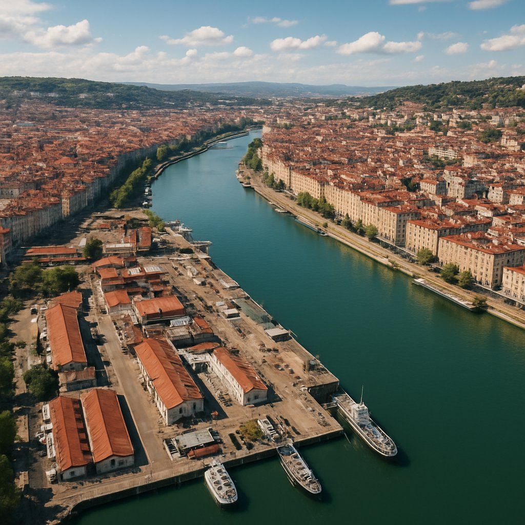 Lyon, France Cruise Port - overhead view of the Lyon itinerary stop located in the Europe - Western Europe cruising region