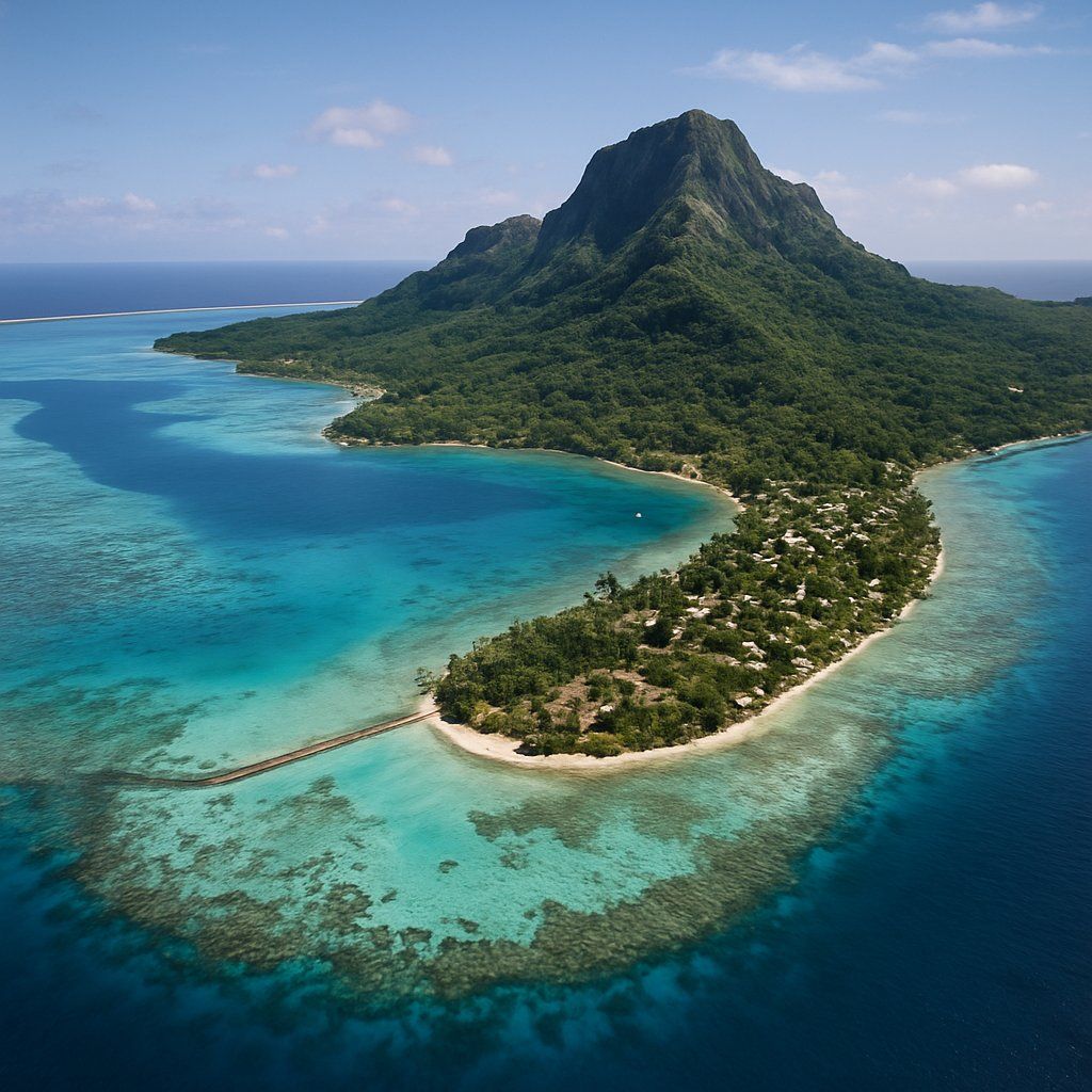 Maupiti, French Polynesia Cruise Port - overhead view of the Maupiti itinerary stop located in the South Pacific cruising region