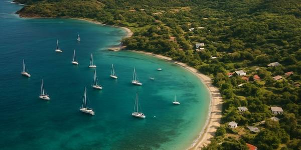Mayreau, Grenadines Cruise Port - overhead view of the Mayreau itinerary stop located in the Caribbean - Southern cruising region