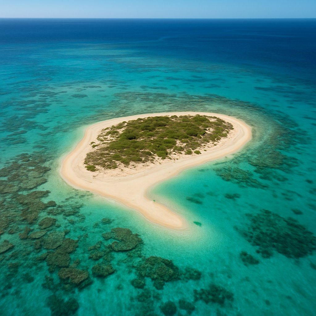 Michaelmas Cay Australia Cruise Port - overhead view of the Michaelmas Cay itinerary stop located in the South Pacific - Australia cruising region