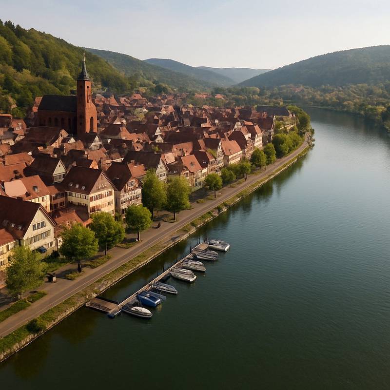 Miltenberg (for Heidelberg), Germany Cruise Port - overhead view of the Miltenberg itinerary stop located in the Europe - Western Europe cruising region