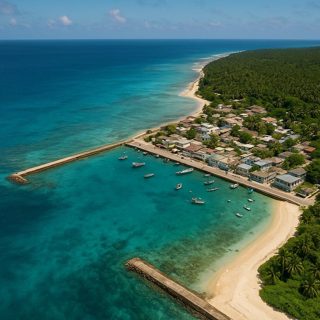 Minicoy, Lakshadweep Islands, India Cruise Port - overhead view of the Minicoy itinerary stop located in the Other (Asia/Africa/Middle East) cruising region