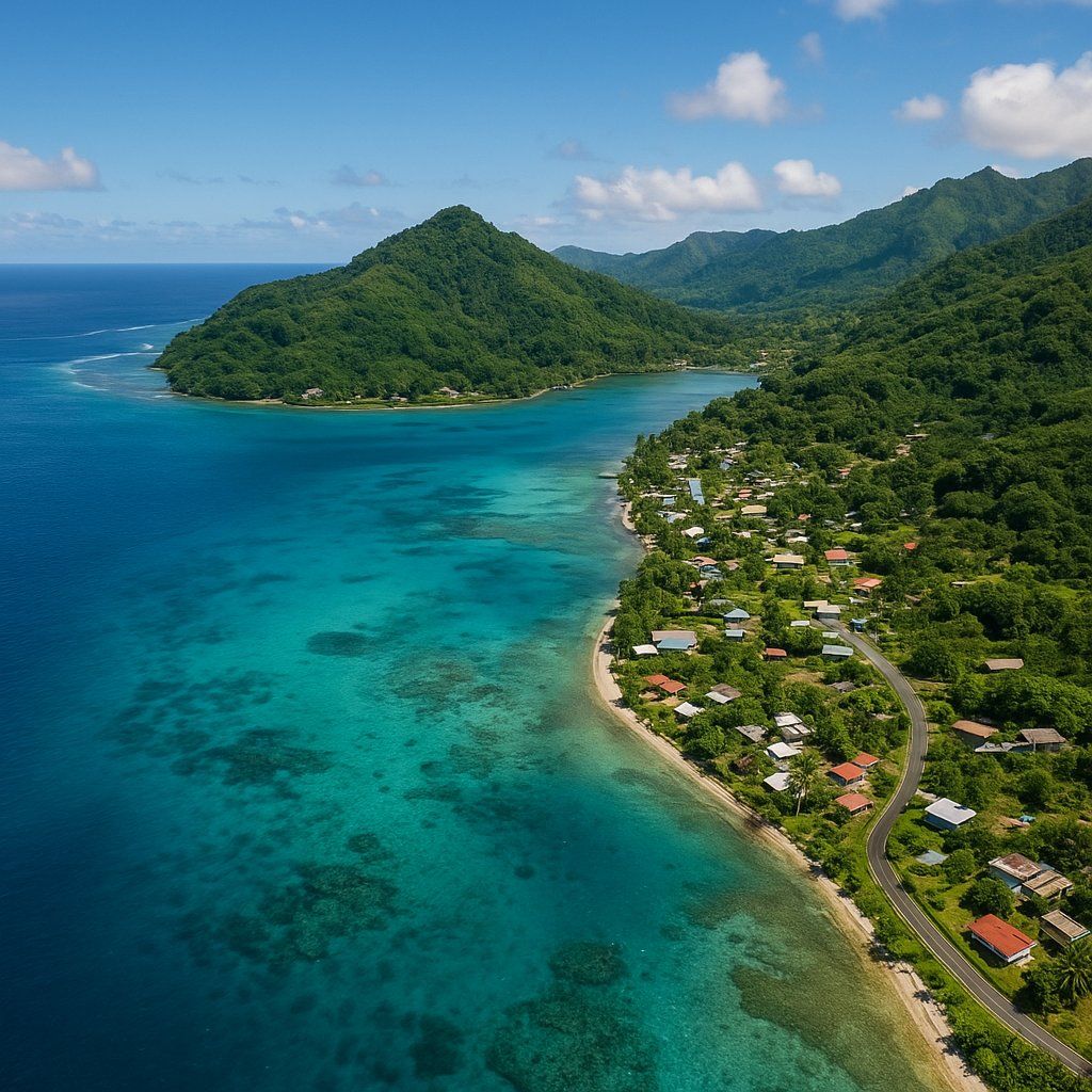 Moto Iriru Raiatea French Polynesia Cruise Port - overhead view of the Moto Iriru itinerary stop located in the South Pacific cruising region