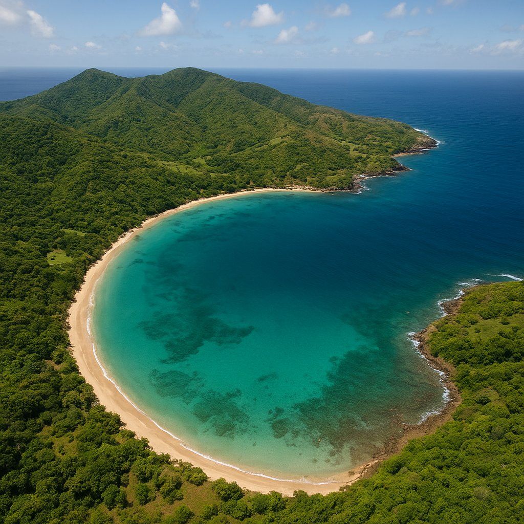Mt Wynne Beach Bay St Vincent Cruise Port - overhead view of the Mt Wynne Beach itinerary stop located in the Caribbean - Southern cruising region