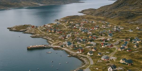 Nanortalik, Greenland Cruise Port - overhead view of the Nanortalik itinerary stop located in the Polar Regions cruising region