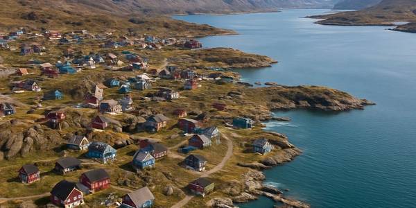 Narsaq, Greenland Cruise Port - overhead view of the Narsaq itinerary stop located in the Polar Regions cruising region