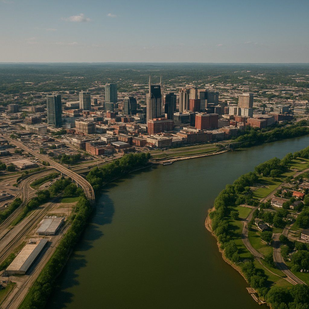 Nashville, Tennessee Cruise Port - overhead view of the Nashville itinerary stop located in the River Cruises - United States cruising region