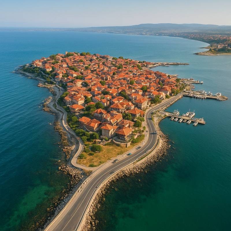 Nesebur (nessebar), Bulgaria Cruise Port - overhead view of the Nesebur itinerary stop located in the Europe - Eastern Europe cruising region