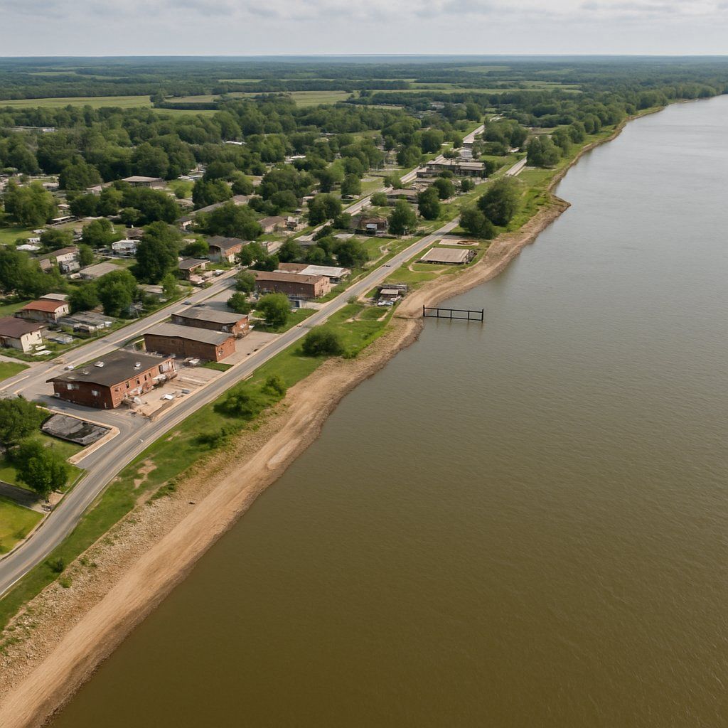 New Madrid, Missouri Cruise Port - overhead view of the New Madrid itinerary stop located in the River Cruises - United States cruising region