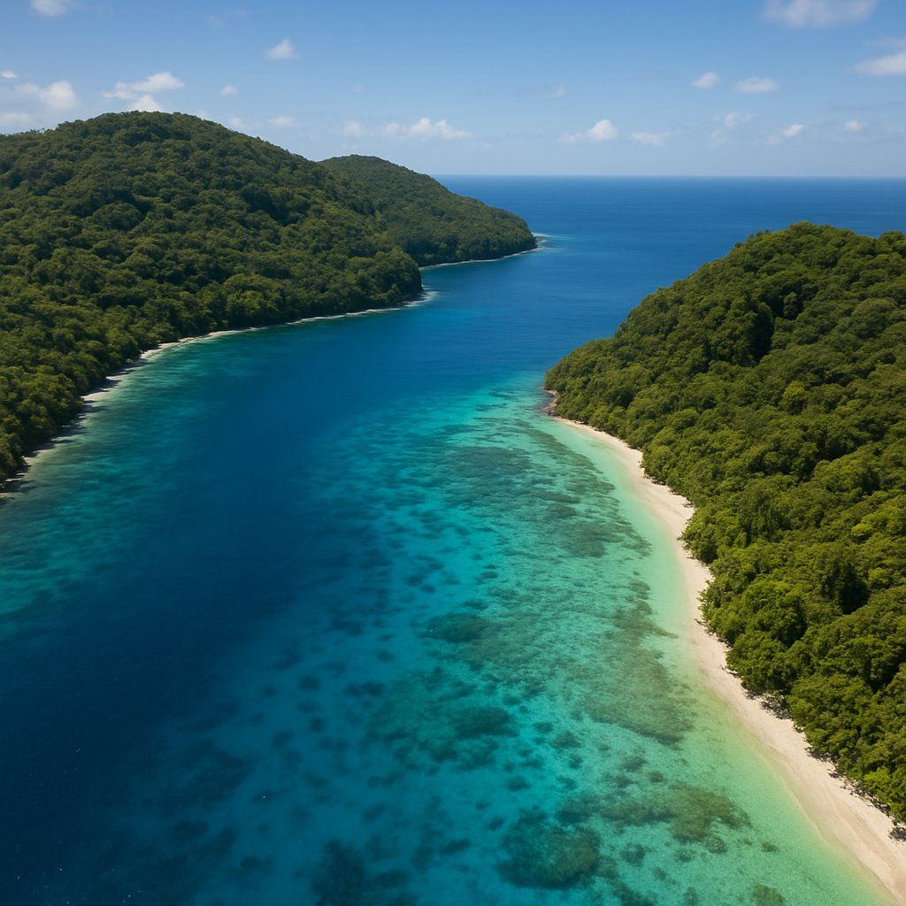 Njari Island, Solomon Islands Cruise Port - overhead view of the Njari Island itinerary stop located in the South Pacific cruising region