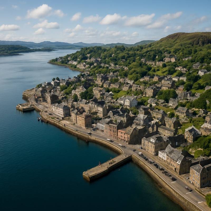 Oban, Scotland Cruise Port - overhead view of the Oban itinerary stop located in the Europe - Western Europe cruising region